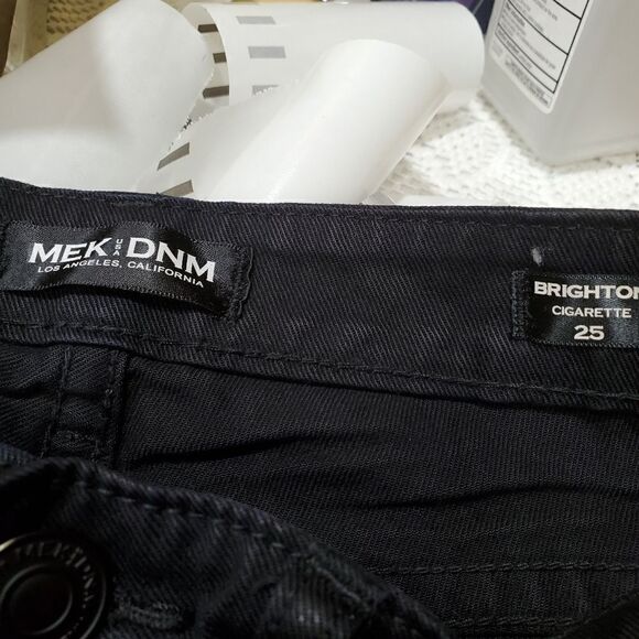 MEK DNM Brighton Cigarete Skinny Jeans Women's Size 25 black Raw Hem - Picture 8 of 8
